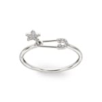 Ring 750/18 K Weissgold Saftey Pin mit Diamanten 0.04 ct H/si - RI-44811-WG