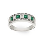 Bague or gris 750/18 ct avec diamants 0.10 ct H/Si et émeraudes - PR06801-4-WG