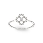 Bague or gris 750/18 ct avec diamants 0.10 ct H/si, Trèfle - RI-31785-WG