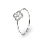 Ring 750/18 K Weissgold mit Diamanten 0.10 ct H/si, Kleeblatt