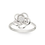 Ring 750/18 K White Gold with Diamonds 0.14 ct H/si, Flower - RI-60811-WG