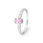 Ring 750/18 K Weissgold mit pinkem Saphir & Diamanten 0.07 ct