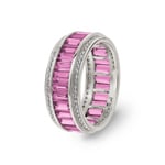 Ring 750/18 K White Gold with Pink Sapphires & Diamonds 0.41 ct H/si