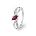 Ring 750/18 K Weissgold mit Rubin Marquise und Zirkonia