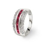 Ring 750/18 K Weissgold mit Rubinen & Diamanten 0.11 ct H/si Ø 53 - EW8153K