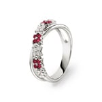 Ring 750/18 K White Gold with Rubies & Diamonds 0.11 ct H/si