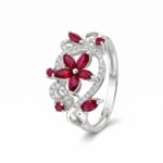Ring 750/18 K Weissgold mit Rubinen & Diamanten 0.14 ct