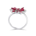 Ring 750/18 K White Gold with Rubies & Diamonds 0.15 ct - RI-73673-RUB-WG
