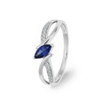 Ring 750/18 K Weissgold mit Saphir Marquise und Zirkonia