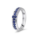Ring 750/18 K Weissgold mit Saphiren & Diamanten 0.08 ct