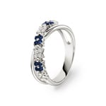 Ring 750/18 K White Gold with Sapphires & Diamonds 0.11 ct H/si