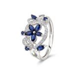 Ring 750/18 K Weissgold mit Saphiren & Diamanten 0.14 ct