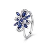 Ring 750/18 K Weissgold mit Saphiren & Diamanten 0.15 ct
