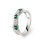 Ring 750/18 K White Gold with Emeralds & Diamonds 0.11 ct H/si