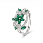 Ring 750/18 K Weissgold mit Smaragden & Diamanten 0.14 ct