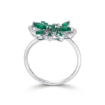 Ring 750/18 K White Gold with Emeralds & Diamonds 0.15 ct - RI-73673-SMA-WG