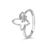 Ring 750/18 K Weissgold Schmetterling mit Diamanten 0.02 ct