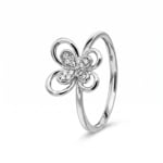 Ring 750/18 K Weissgold Schmetterling mit Diamanten 0.05 ct