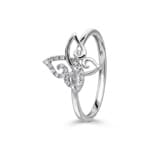 Ring 750/18 K Weissgold Schmetterling mit Diamanten 0.08 ct