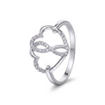 Ring 750/18 K Weissgold verschlungene Herzen mit Diamanten 0.13 ct