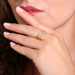 Bague ouverte or jaune 750/18 ct avec diamants 0.09 ct - RI-73586-GG