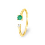 Ring offen 750/18 K Gelbgold mit Smaragd & Zirkonia