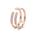 Bague ouverte or rosé 750/18 ct avec diamants 0.09 ct