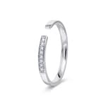 Bague ouverte or gris 750/18 ct avec diamants 0.05 ct