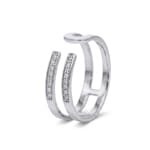 Bague ouverte or gris 750/18 ct avec diamants 0.09 ct