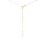 Rosary Necklace 750/18 K Yellow Gold with Medal and Cross