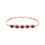 Ruby Bracelet 750/18 K Rose Gold with Diamonds 0.67 ct H/si