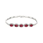 Rubin Armband 750/18 K Weissgold mit Diamanten 0.67 ct H/si