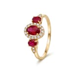 Rubinring 750/18 K Gelbgold mit Diamanten 0.09 ct