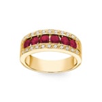 Ruby Ring 750/18 K Yellow Gold with Diamonds 0.14 ct H/si - RI-38068-RUB-GG