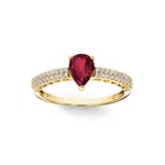 Ruby Ring 750/18 K Yellow Gold with Diamonds 0.16 ct H/si - RI-53581-RUB-GG