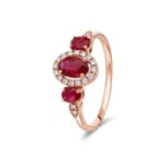 Rubinring 750/18 K Roségold mit Diamanten 0.09 ct