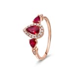 Bague rubis or rosé 750/18 ct avec diamants 0.09 ct