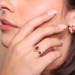 Bague rubis or rosé 750/18 ct avec diamants 0.12 ct - RI-73758-RUB-RG
