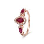 Rubinring 750/18 K Roségold mit Diamanten 0.13 ct