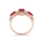 Ruby Ring 750/18 K Rose Gold with Diamonds 0.13 ct - RI-73764-RUB-RG