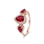 Rubinring 750/18 K Roségold mit Diamanten 0.18 ct