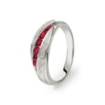 Rubinring 750/18 K Weissgold mit Diamanten 0.05 ct H/si