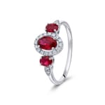 Rubinring 750/18 K Weissgold mit Diamanten 0.09 ct