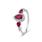 Bague rubis or gris 750/18 ct avec diamants 0.09 ct