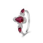 Rubinring 750/18 K Weissgold mit Diamanten 0.12 ct