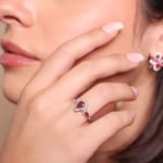 Bague rubis or gris 750/18 ct avec diamants 0.12 ct - RI-73758-RUB-WG