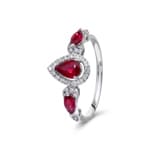 Rubinring 750/18 K Weissgold mit Diamanten 0.13 ct