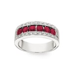 Ruby Ring 750/18 K White Gold with Diamonds 0.14 ct H/si - RI-38068-RUB-WG