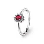 Rubinring 750/18 K Weissgold mit Diamanten 0.15 ct H/si