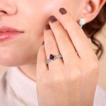 Rubinring 750/18 K Weissgold mit Diamanten 0.16 ct H/si - RI-53581-RUB-WG